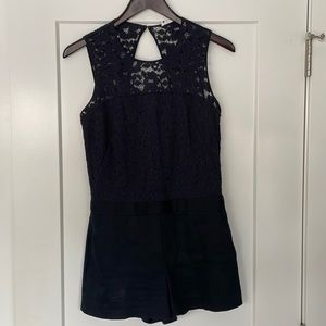Club Monaco navy romper with lace detail